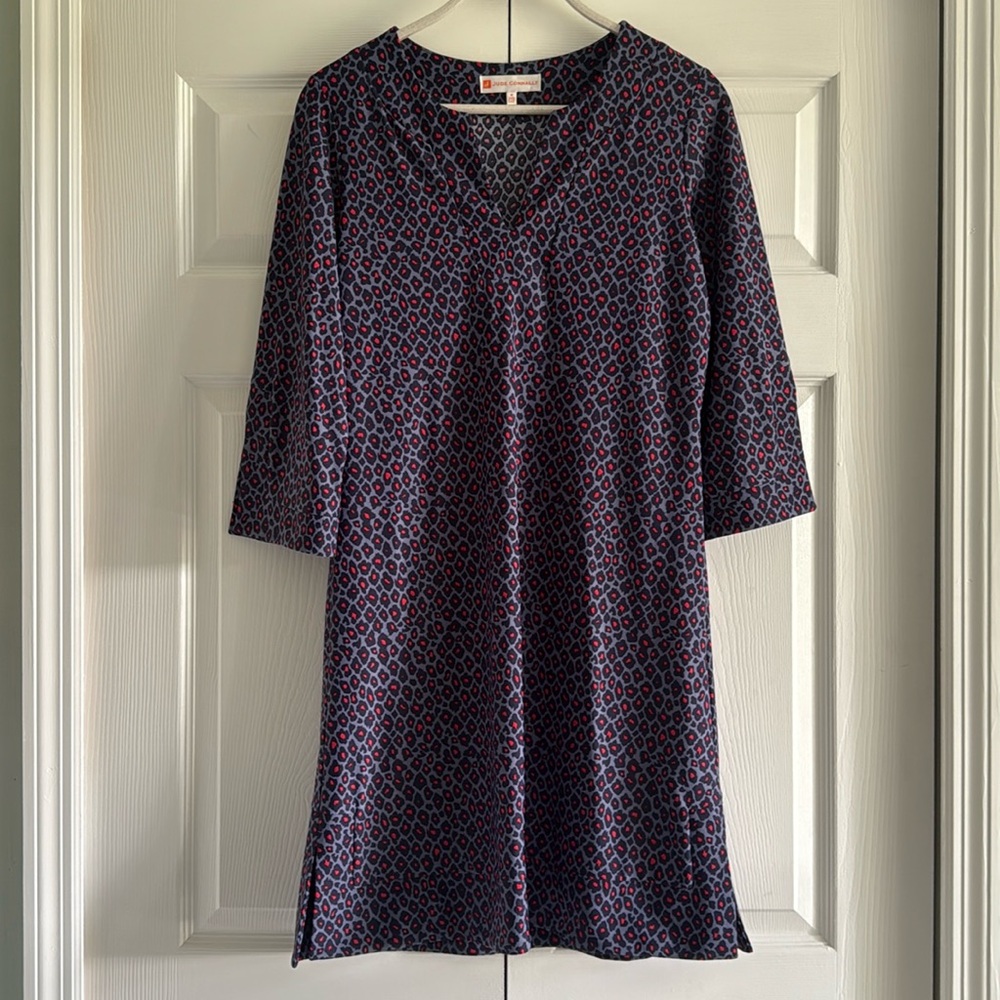 Jude Connally Megan Tunic Style Dress in Blue/Red Animal Print - Size Medium